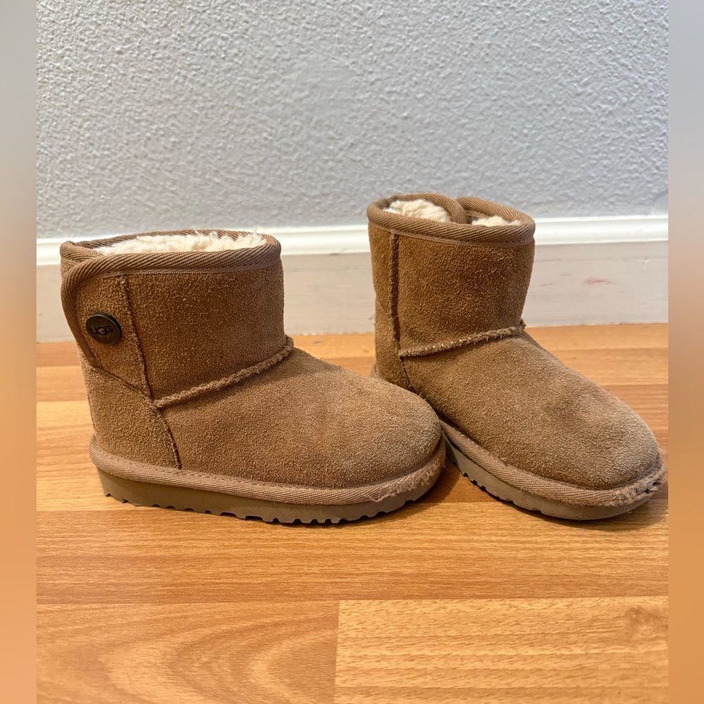 UGG Brown Suede Booties | 8T Girls Bootie Wool Lining